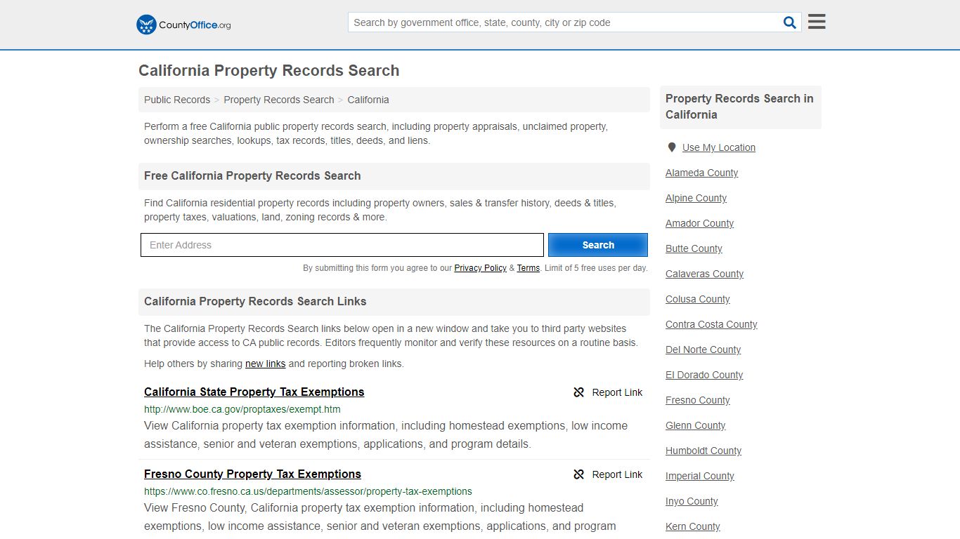 California Property Records Search - County Office